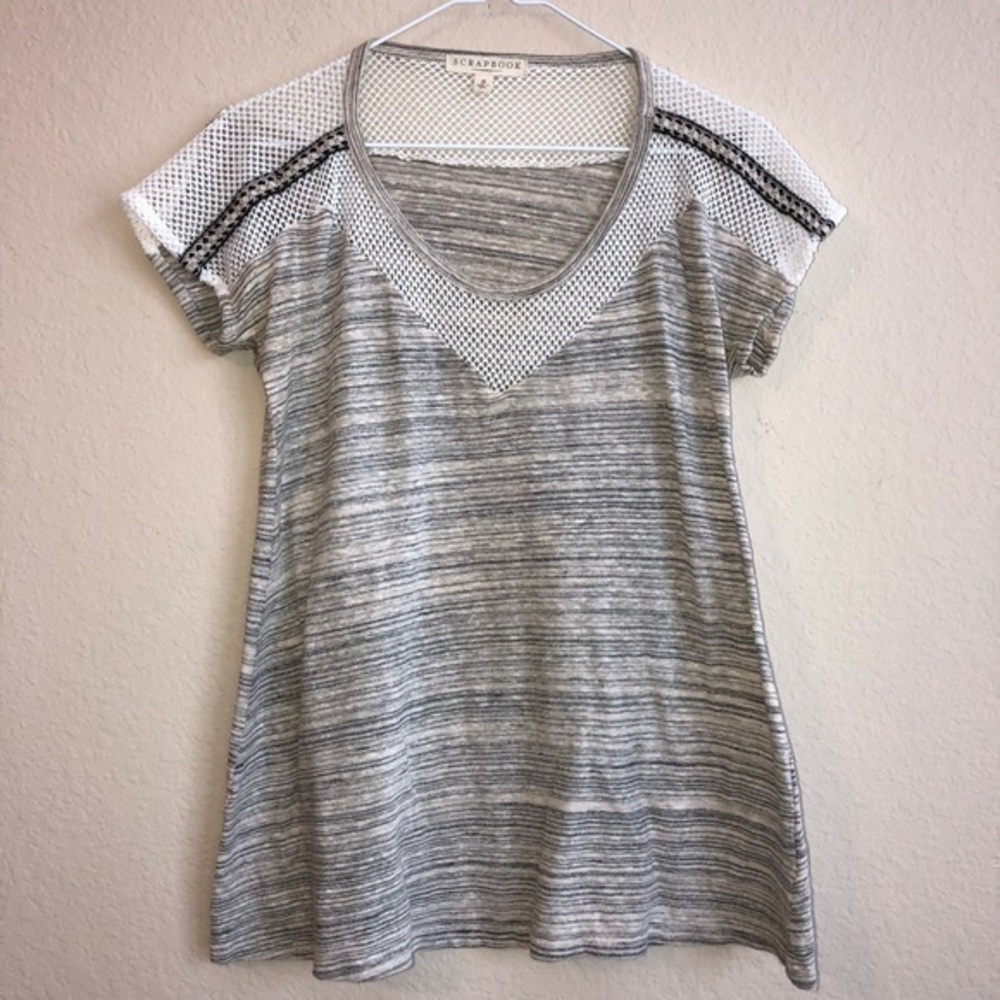 Scrapbook Top Knit Neckline Shirt Boho